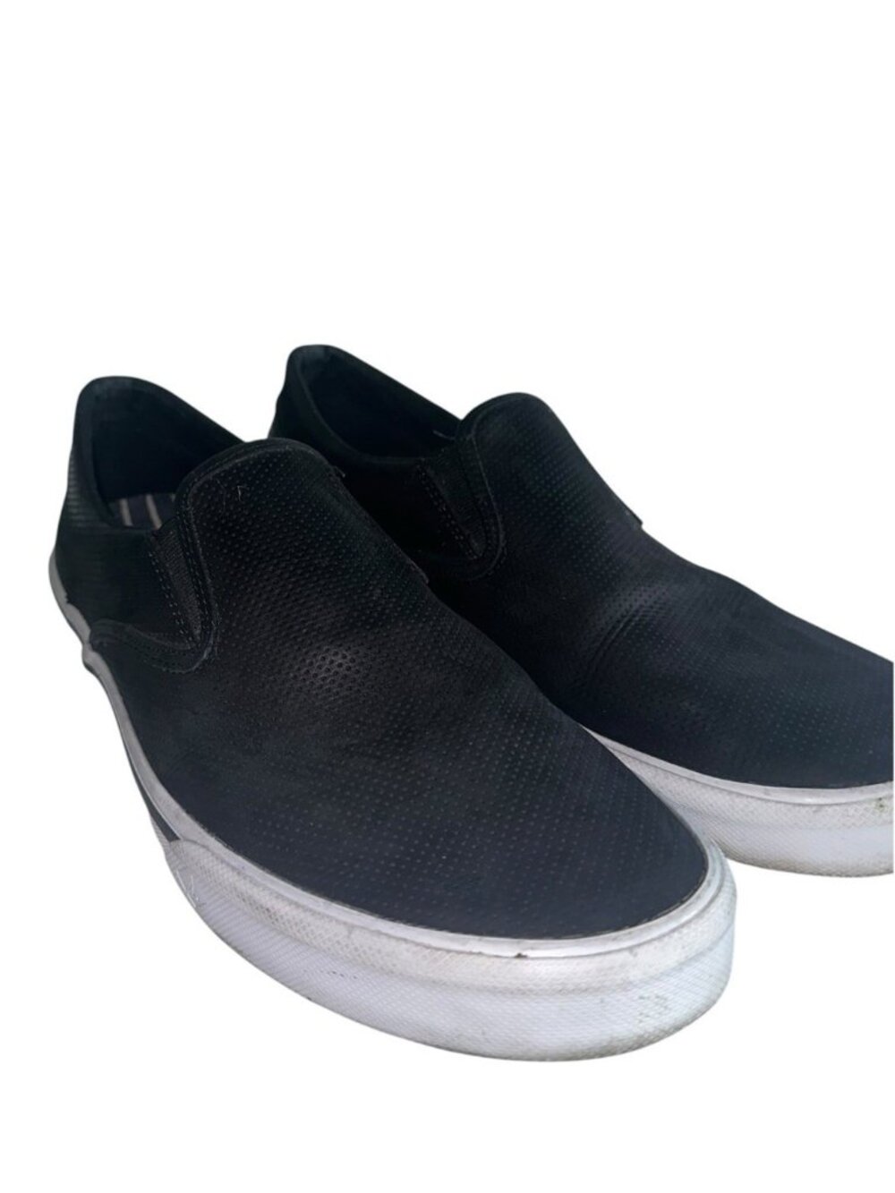 Sperry Mens Top Side Perforated Leather Slip On Boat Shoes Sz 12 Black Preppy